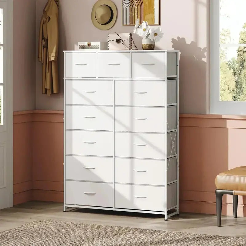 13-Bin Steel-Frame Storage Organizer Heavy-Duty WLIVE Fabric Drawer Tower for Home & Office
