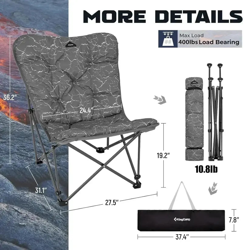 Extra-Large Butterfly Chair Thick Padding, Heavy-Duty Portable Folding Seat for Camping & Outdoors