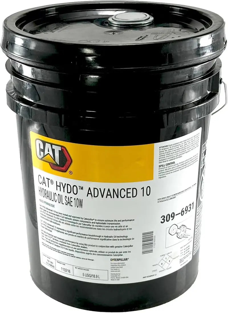 CAT 309-6931 HYDO Advanced 10 Hydraulic Oil SAE 10W, 5-Gallon Drum