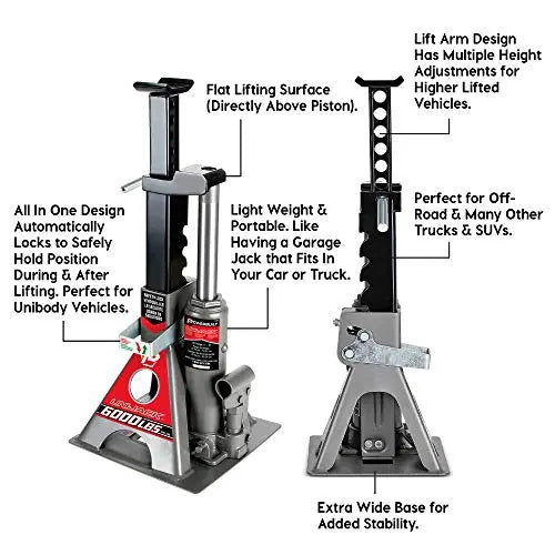 Powerbuilt 3-Ton All-in-One Bottle Jack with Integrated Jack Stands 6000 lb Total Load Capacity