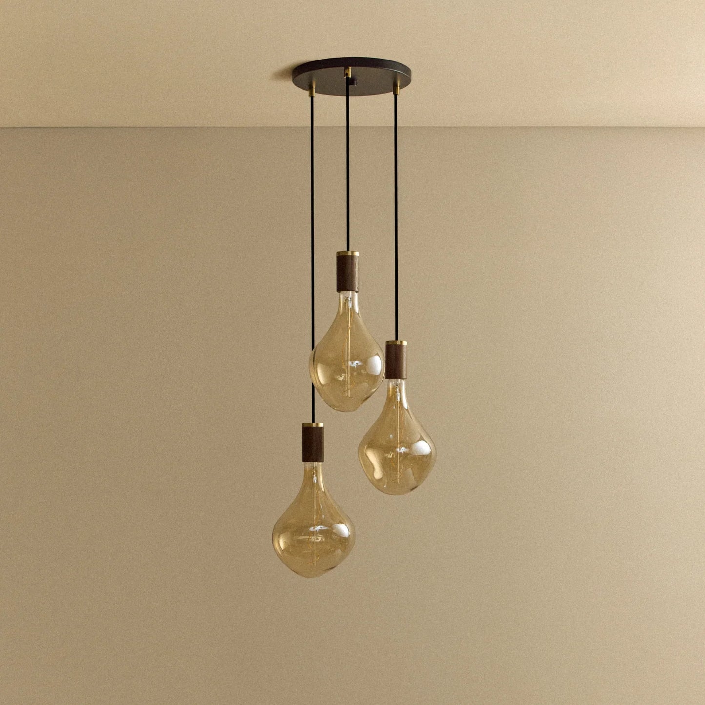 Triple Pendant in Walnut + Voronoi II