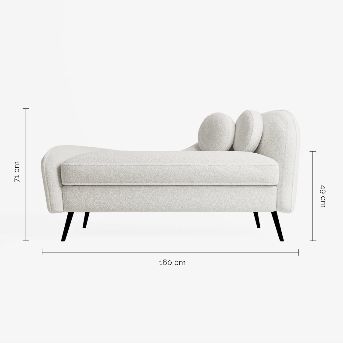 M ridienne effet laine boucl e blanc cru, pieds m tal noir