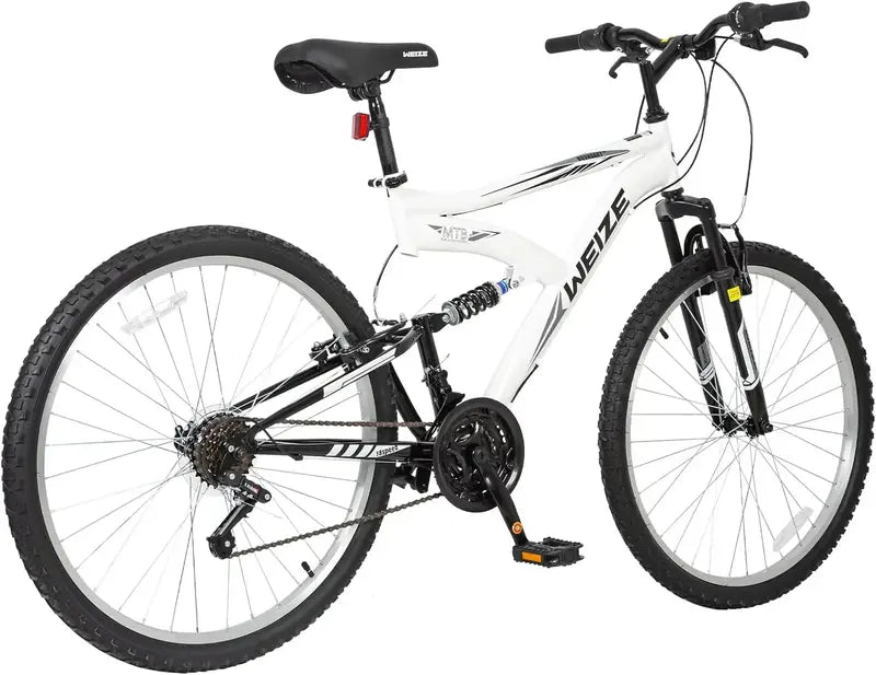 WEIZE 26″ / 27.5″ Hybrid Mountain Bike — 18-Speed Full-Suspension Outdoor Bike with High-Carbon Steel Frame