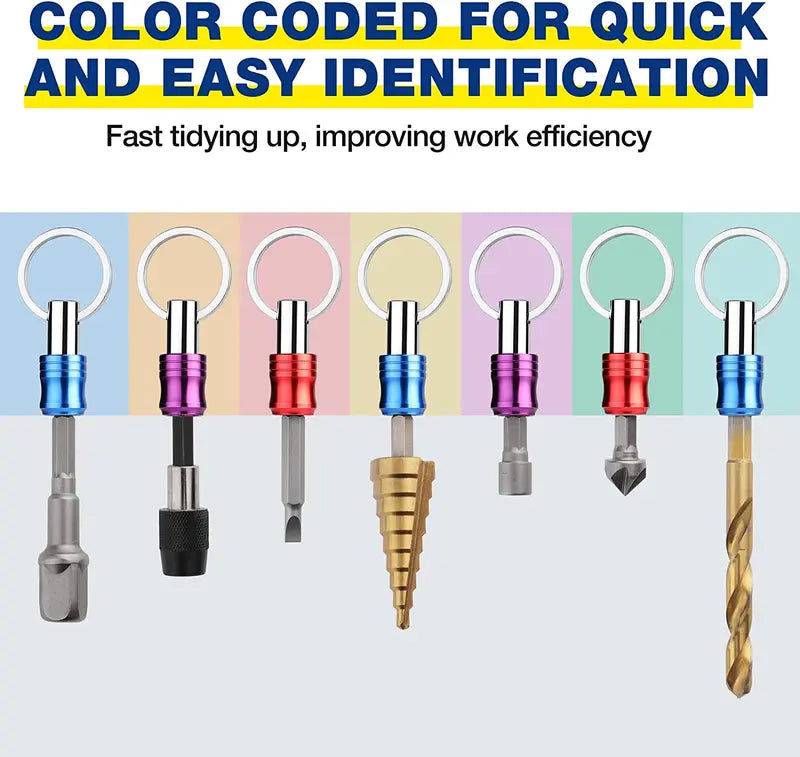 WORKPRO 3-Piece Color-Coded Hex Shank Bit Holder Set Aluminum Alloy, Keychain Design