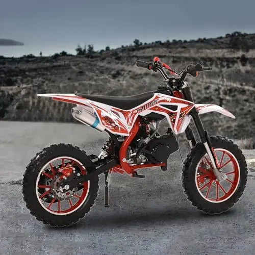 50cc Gas Dirt Bike for Adults & Kids Red, 2-Stroke, Up to 40 MPH Off-Road Trail Bike