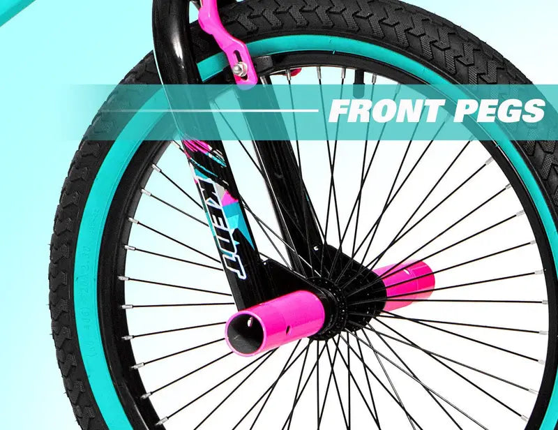 Kent Bicycles 20″ Girl‘s Tempest Bike, Black/Aqua, Single Speed, Steel Frame, Hand Brakes