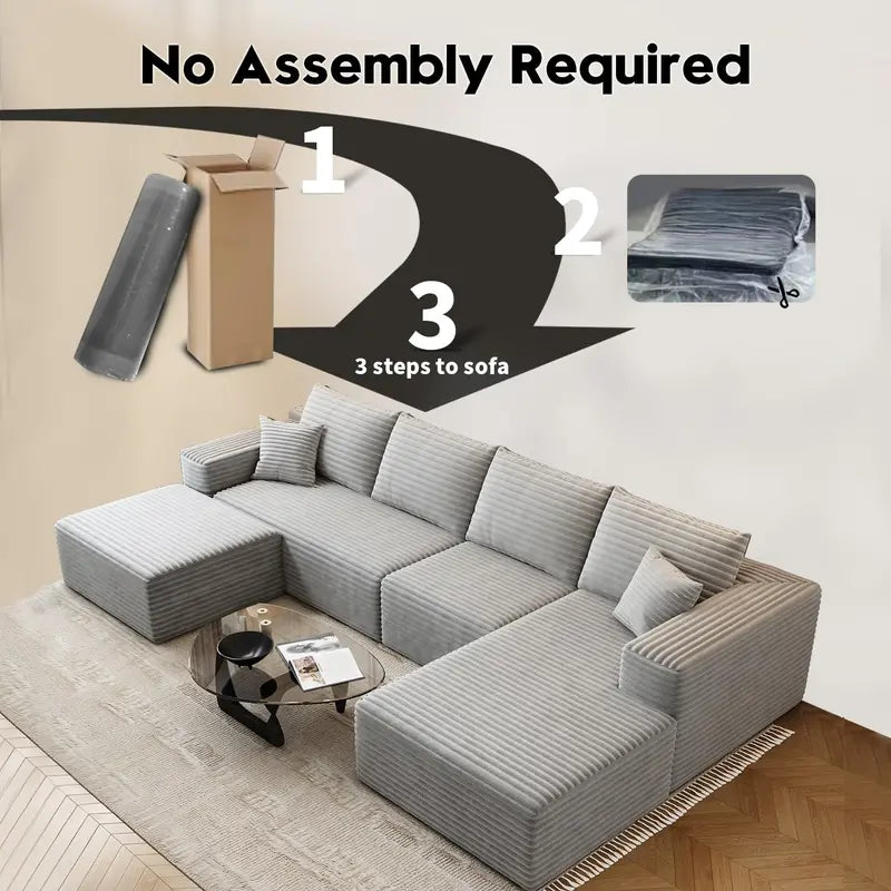 Cloud Modular L-Shaped Sectional Sofa 107.5-Inch Modern Minimalist Upholstered Couch with Chaise