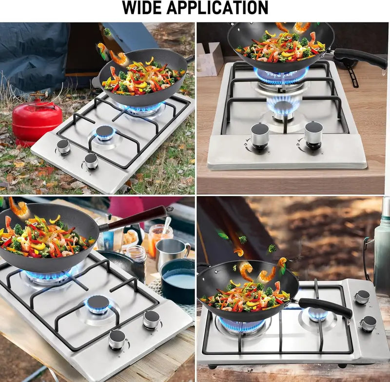 Forimo 12-Inch Stainless Steel Dual-Fuel Gas Cooktop Seamless Cleaning Design