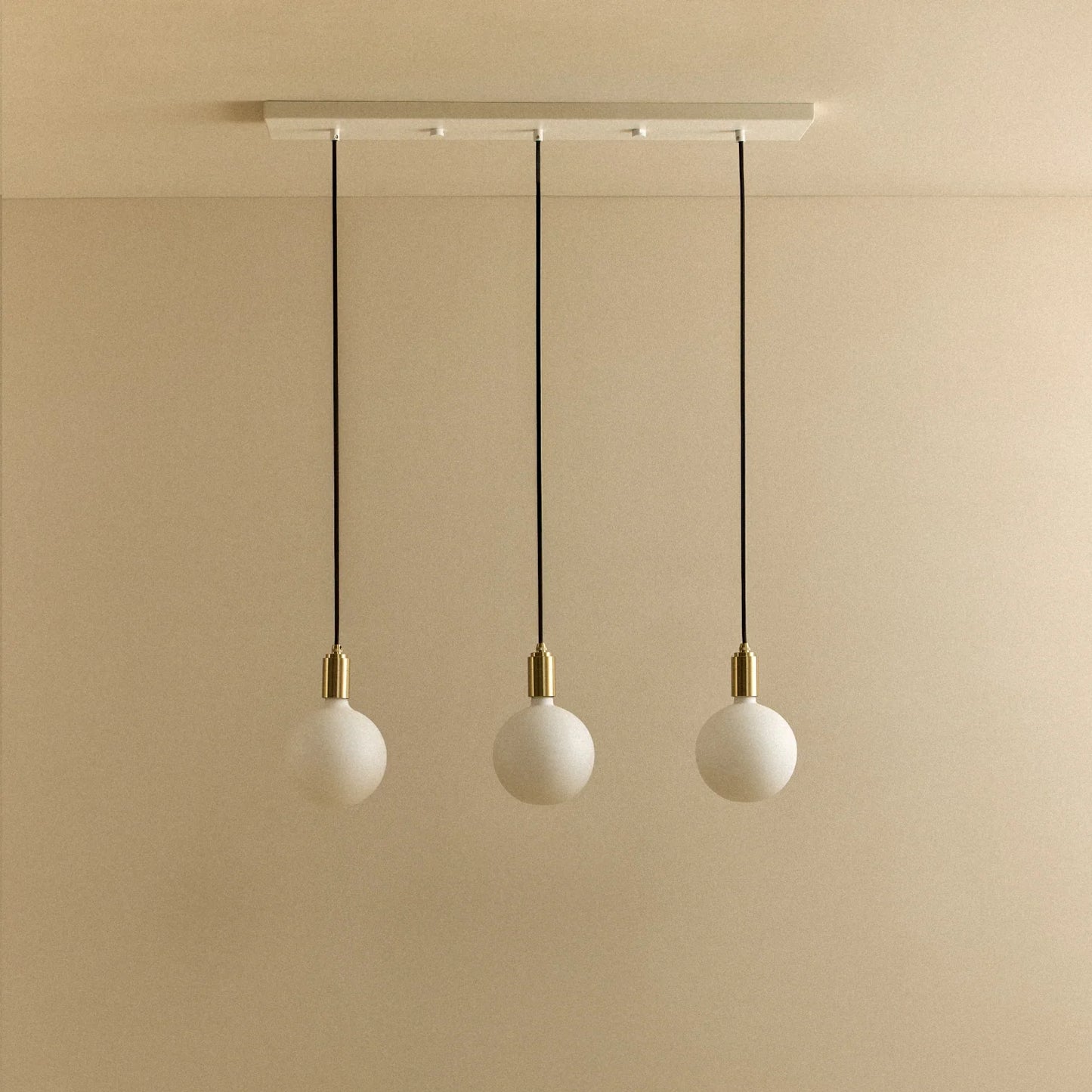 Linear Triple Pendant in Brass + Sphere IV