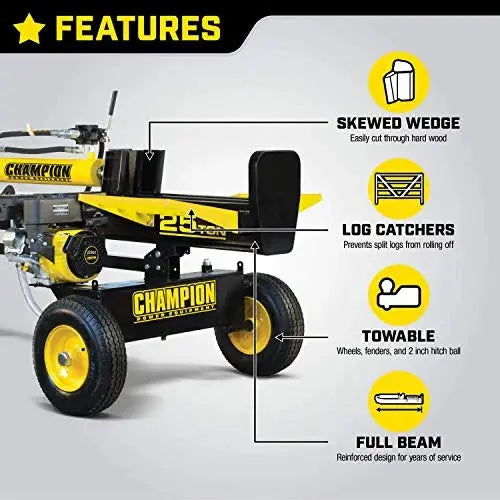 Champion 25-Ton Horizontal/Vertical Gas Log Splitter Full-Beam Design with Auto-Return (Model 100251)
