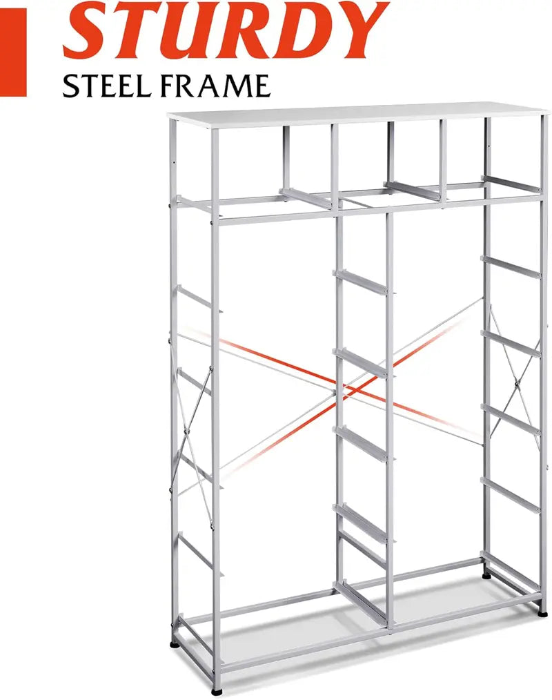 WLIVE 13-Bin Steel Storage Tower Charcoal Black Tall Organizer with Fabric Bins for Hallway or Home Office