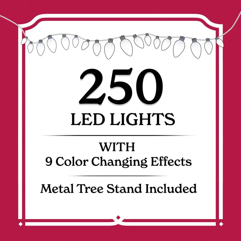 6.5 ft Pre-Lit Flocked Frisco Pine Christmas Tree with 250 LED Lights & Stand Green/White