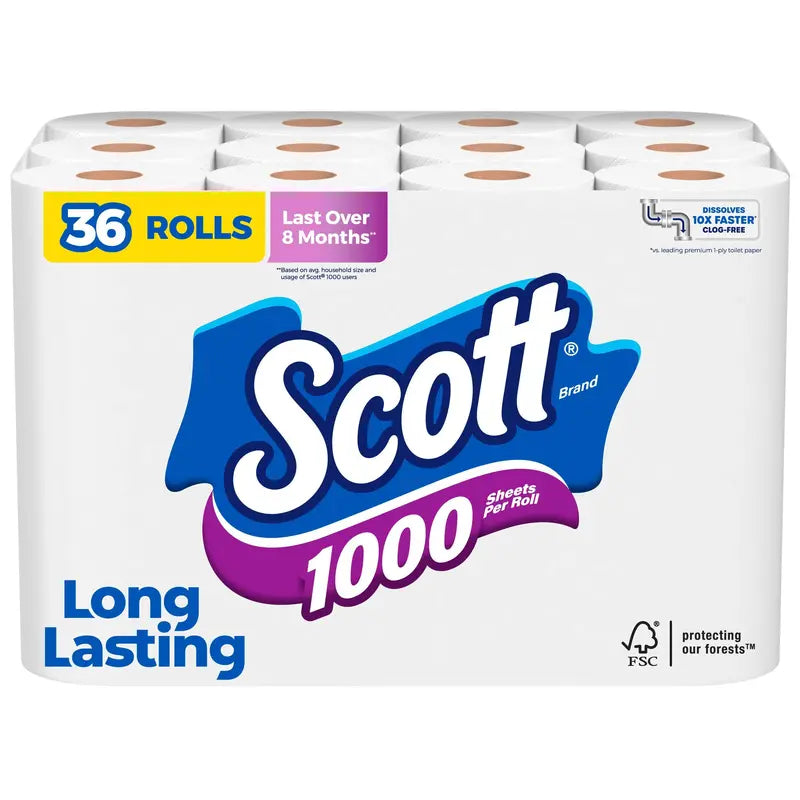 Scott 1000 Sheets Toilet Paper 36-Roll Bulk Pack