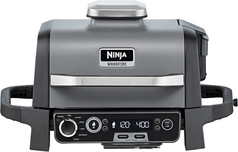 Ninja Woodfire Outdoor Grill & Smoker Electric BBQ with Air Fryer Function, Portable Design, Cool Grey