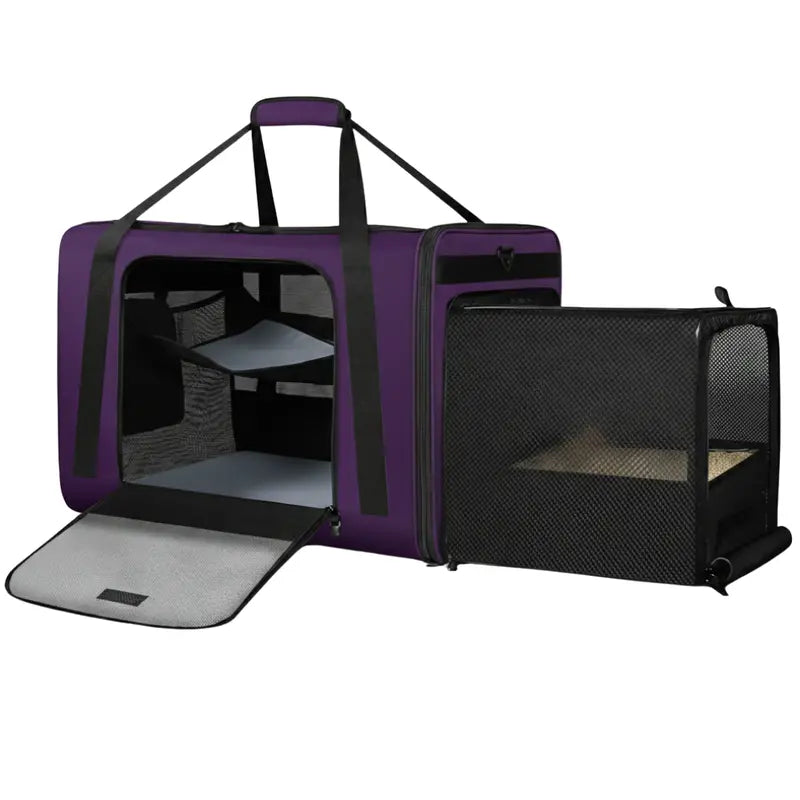 Expandable In-Car Pet Carrier with Dedicated Litter Zone