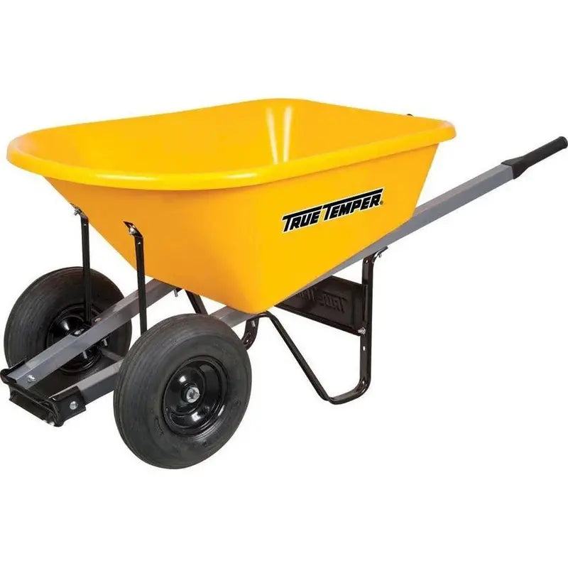 6-Cubic-Foot Dual-Wheel Poly Wheelbarrow Lightweight & Durable