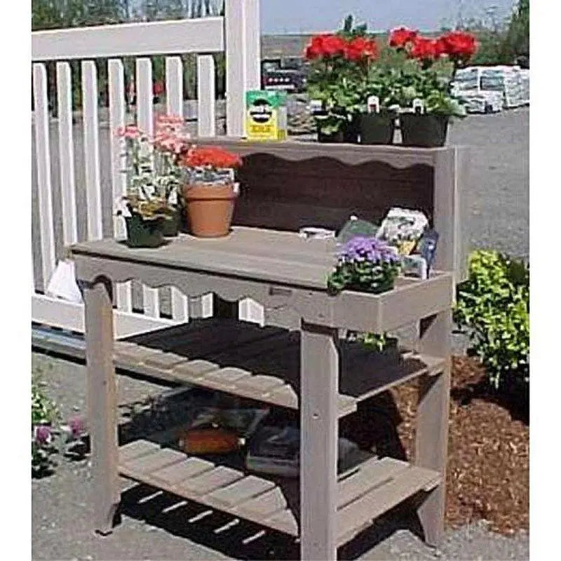 Cedar Potting Bench with Garden Storage Outdoor Bakers Rack in Green