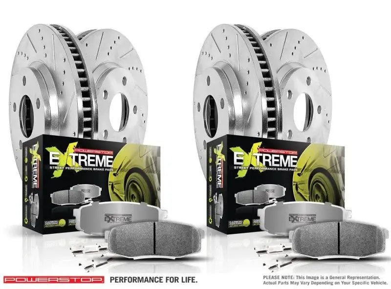 Power Stop Z26 Street Warrior Brake Kit Front & Rear Rotors, Pads & Calipers (Kit K6327-26)