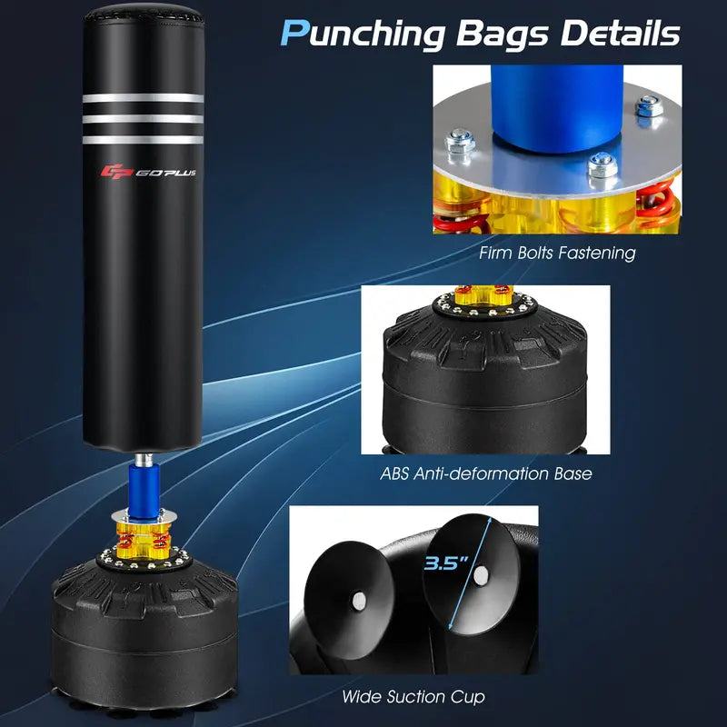 Freestanding Heavy Punching Bag 70-Inch, 220-Pound Boxing Bag with Gloves, Shock Absorber & 12-Cup Base