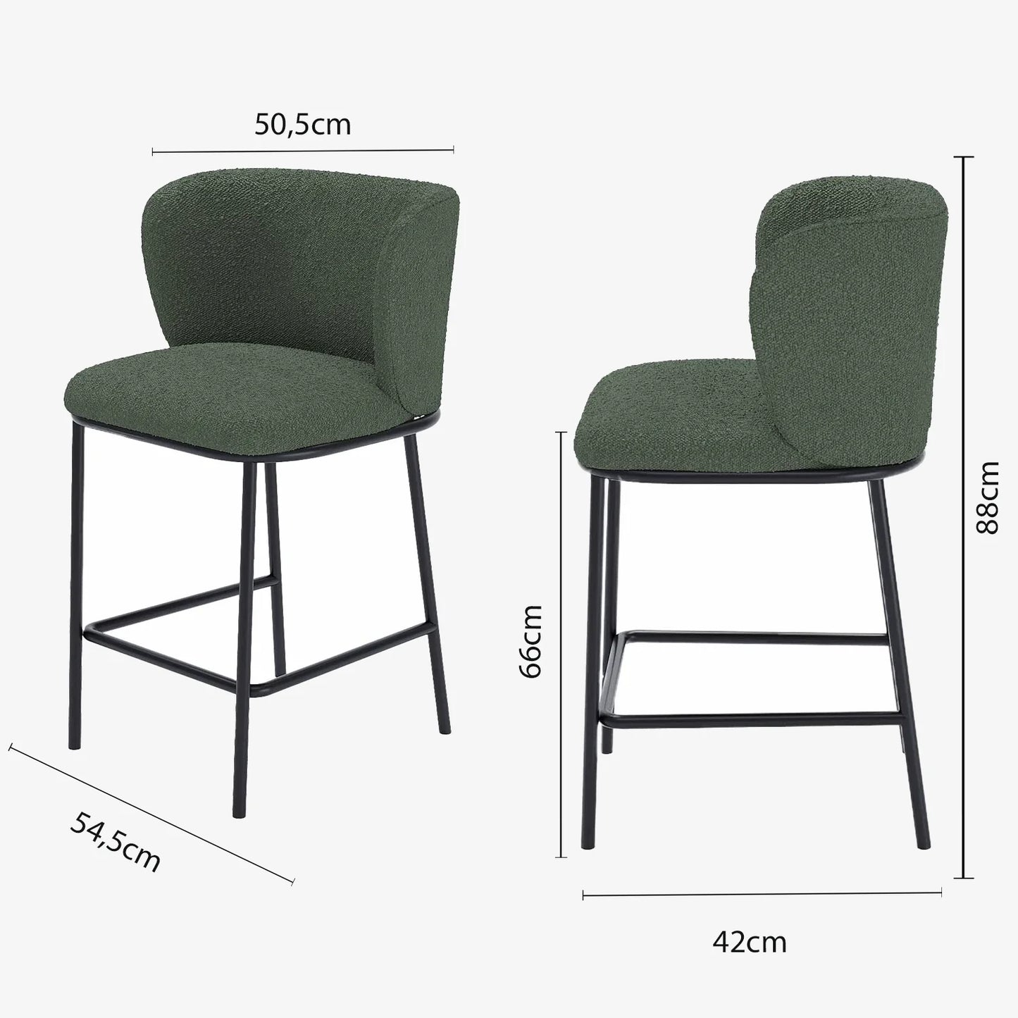 Lot de 2 tabourets de bar tissu boucl vert C sar