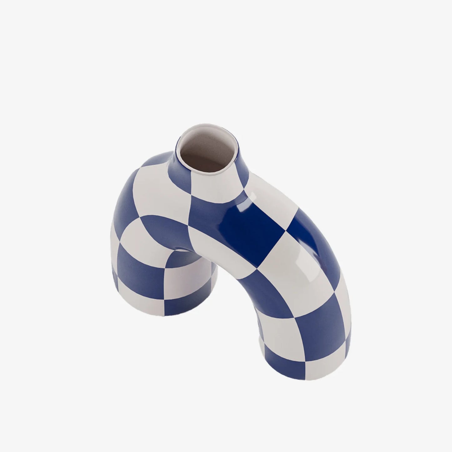 Phoenix - Vase art moderne damier bleu marine