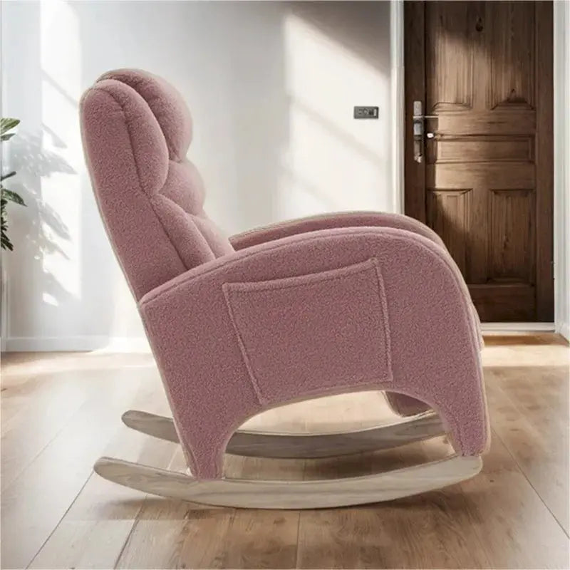 Ergonomic Fabric Rocking Chair for Nursery Adjustable Footrest & Gentle Recline
