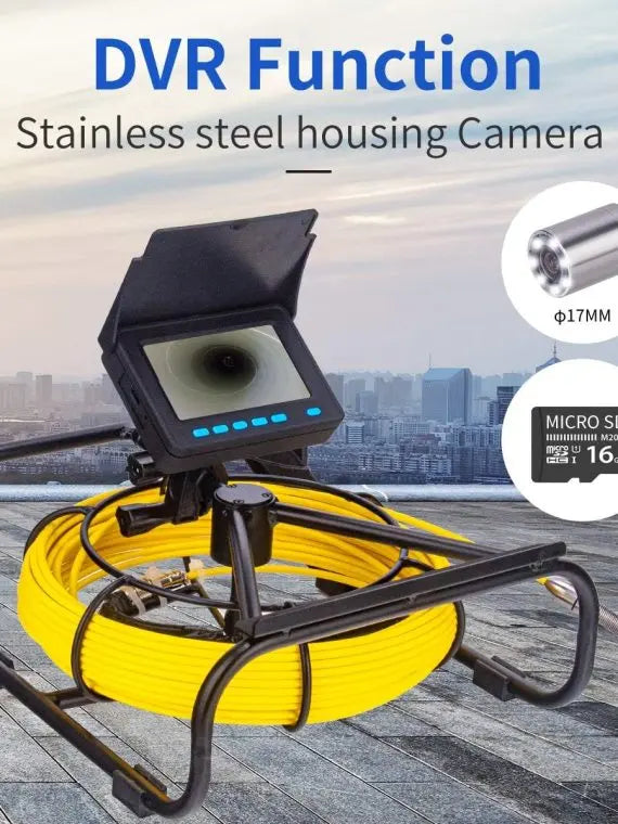 SYANSPAN Sewer Camera 100ft 17mm Low Temp Resistant Pipe Inspection with 16GB DVR & LED Lights