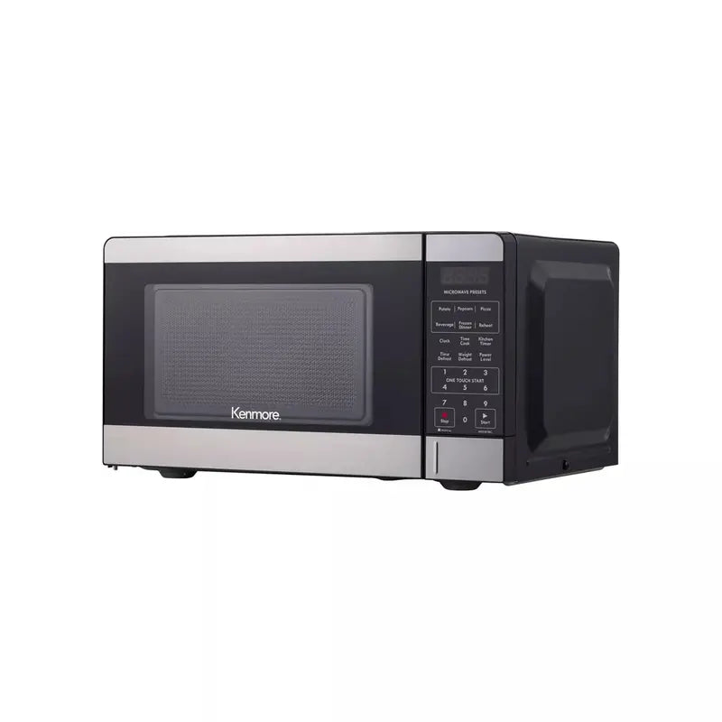 Kenmore 0.7 Cu. Ft. Countertop Microwave Stainless Steel Finish, 700W Output, Digital Controls, 10 Power Levels