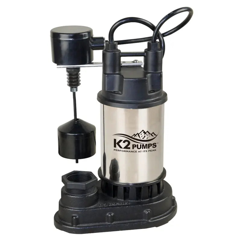 K2 Pumps Sump Pump 1/2 HP Cast Aluminum with Direct-in Vertical Switch