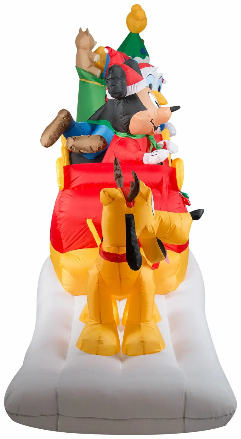 Gemmy Animated 6-Foot Mickey & Friends Christmas Sleigh Inflatable with Built-in Lights