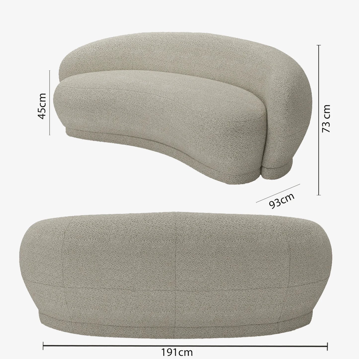 Canap 3-4 places en tissu bouclette beige Bianca