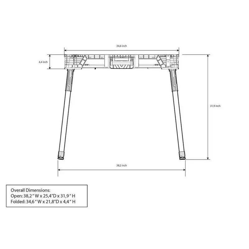1.8 ft × 3 ft Portable Jobsite Workbench Compact Folding Work Surface
