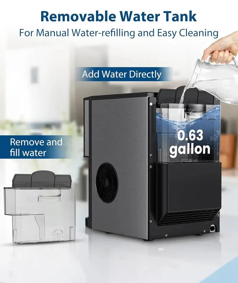 Countertop Nugget Ice Maker 44 lbs/24H Output, Built-In Dispenser