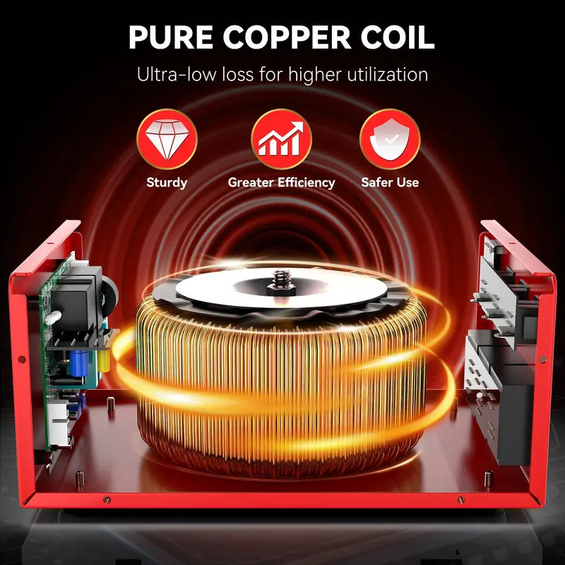 6000W Heavy-Duty Voltage Converter Step-Up/Step-Down Transformer (110V↔220V), LCD Screen, Circuit Protection, 3 US + 3 Universal Outlets
