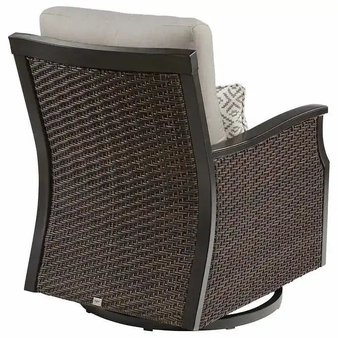 Agio 5-Piece Outdoor Fire Pit Seating Set All-Weather Wicker with Cushioned Chairs and Center Table