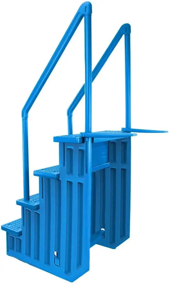 Gray Anti-Slip In-Pool Steps Deck-Mountable Safety Stairs for Above-Ground Pools