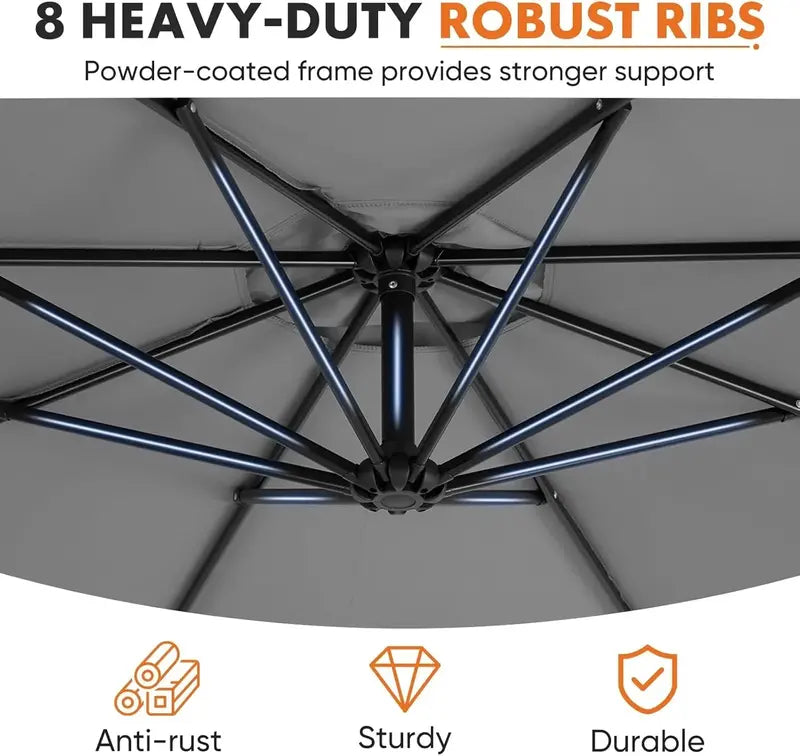 9.8-Foot Cantilever Patio Umbrella with Tilt Function and UV-Protective Canopy