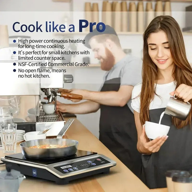 Portable Induction Cooktop 8-Inch Stainless Steel Burner for Countertop or RV Cooking