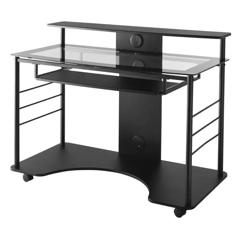 47″ Black Mobile Tech Desk for Home Office or Workspace