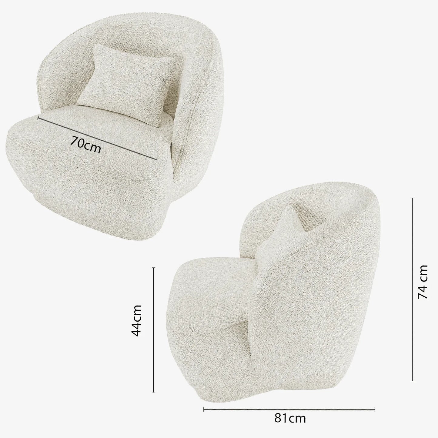 Fauteuil design boucl blanc Pablo
