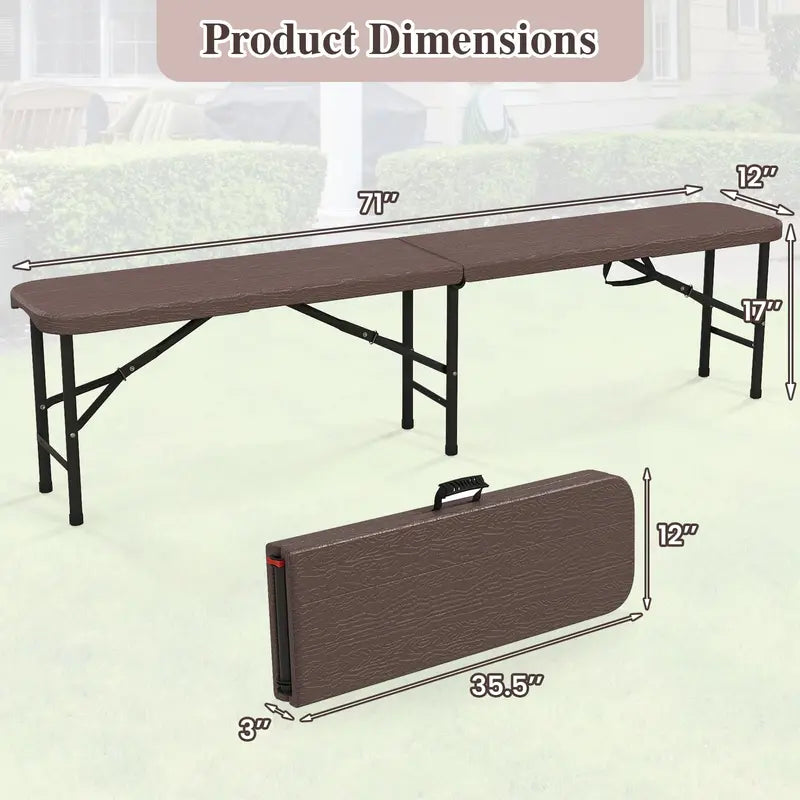 6-Foot Commercial-Grade Folding Bench High-Strength Plastic Seat for Indoor/Outdoor Use