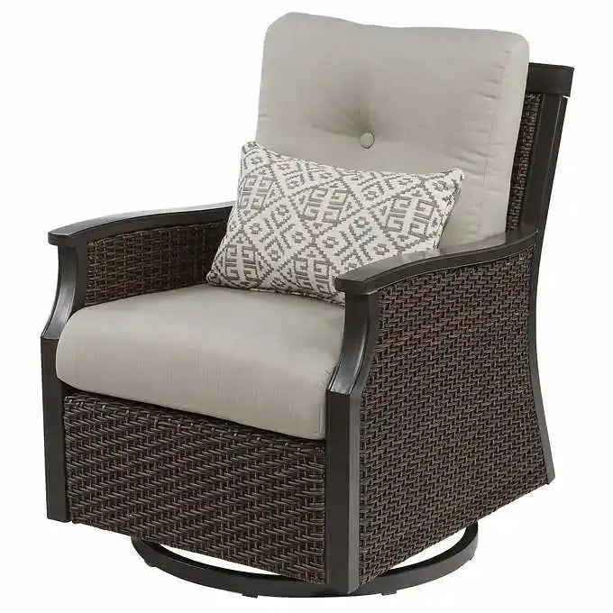 Agio 5-Piece Outdoor Fire Pit Seating Set All-Weather Wicker Conversation Group