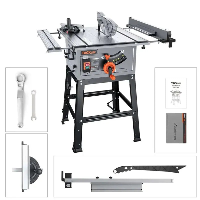 TACKLIFE 10-Inch 15-Amp Table Saw with 45° Bevel Cut & 24-Tooth Blade (MTS01A)