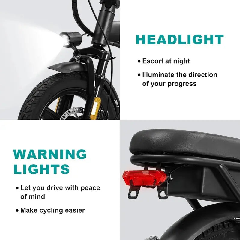 Foldable Commuter E-Bike for Adults & Teens 48V, 24 MPH, Compact City-Ready Design