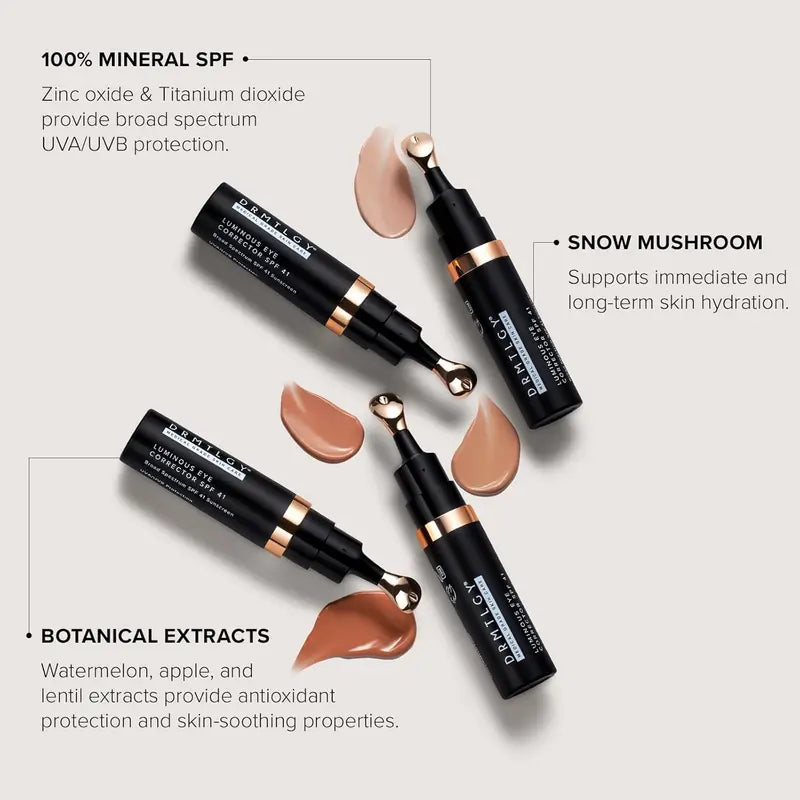 DRMTLGY Luminous Eye Corrector SPF 41 Hydrating Anti-Aging Cream for Dark Circles with Peach Undertone