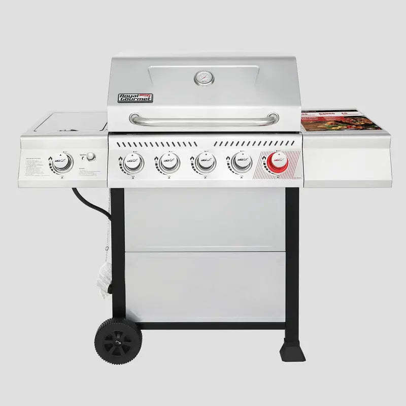 5-Burner Stainless Steel Gas Grill with Integrated Side Burner