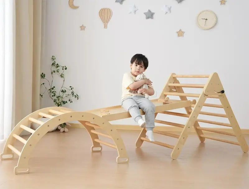 Foldable Wooden Toddler Climbing Gym Indoor Jungle Playset for Babies & Toddlers
