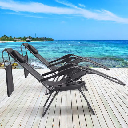 Wide Zero-Gravity Reclining Lounge Chair with Canopy Shade for Outdoor Relaxation