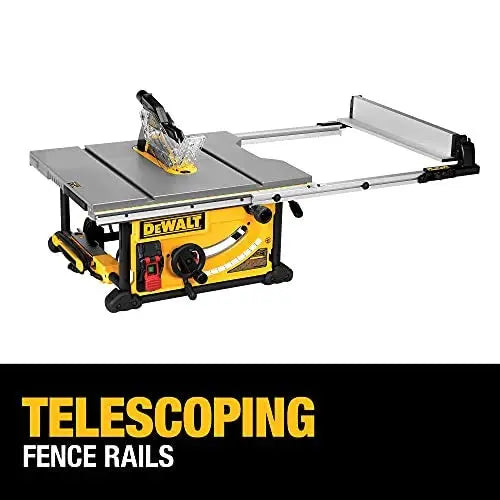 DEWALT DW745 10-Inch Compact Jobsite Table Saw  32.5-Inch Rip Capacity, 15-Amp Motor, Rolling Stand Included
