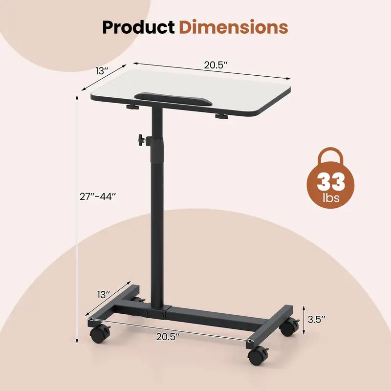 Adjustable Overbed Table for Medical Use  Hospital-Grade Bedside Tray with Height Control